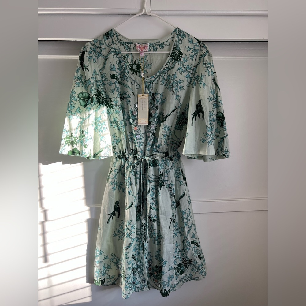 Anthropology - “Plenty”  New drawstring waist, cover up/dress, hand sewn detail